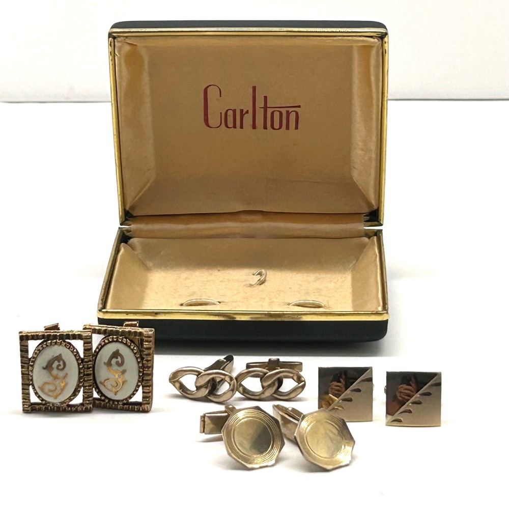 Mixed Lot of Cuff Links with Carlton Box Vintage to Antique